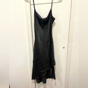 Asymmetrical black slip dress